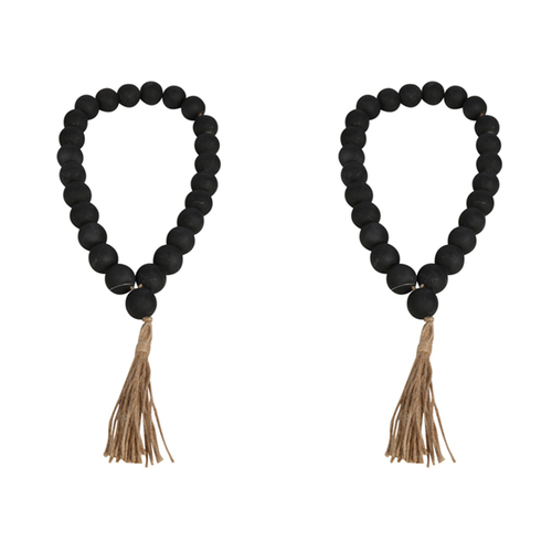 2PK Maine & Crawford Kelli 46cm Bead Garland - Matte Black