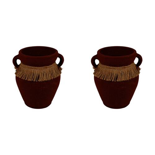 2PK Maine & Crawford Aicha 21cm Terracotta Vase - Natural