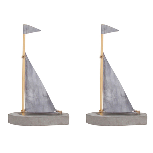 2PK Maine & Crawford Escape 15cm Medium Concrete/Tie Dye Sailing Boat - Natural