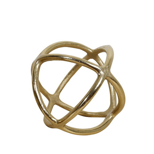 Maine & Crawford Seb 17cm Aluminium Gold Plated Sphere Decor - Brass
