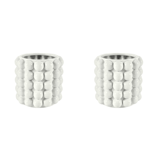 2PK Maine & Crawford Agapi 14cm Bubble Ceramic Pot - White