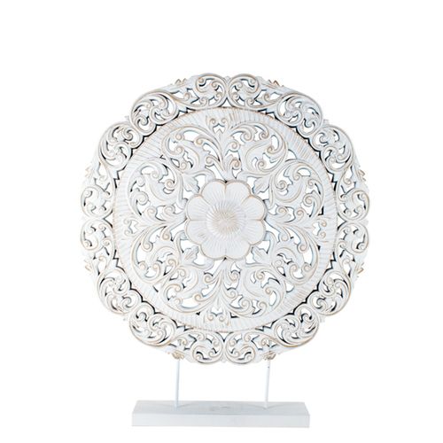 Maine & Crawford Celeste 60cm Round Ornament On Stand - White