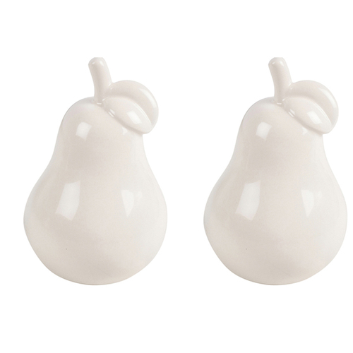 2PK Maine & Crawford Omar 15.5cm Ceramic Pear Decor - White