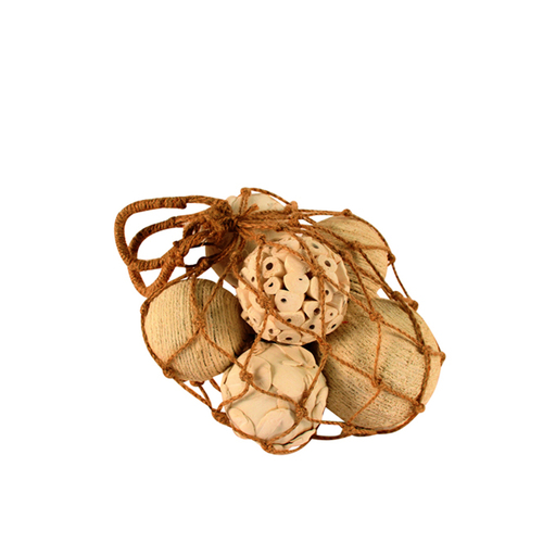 Maine & Crawford 38cm Jute Rope Mixed Balls Decor - White