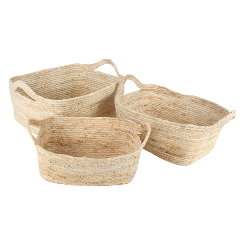 3pc Maine & Crawford Eve 30/35/40cm Storage Basket w/ Handle - Natural