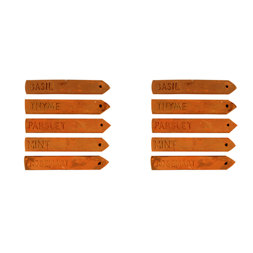 2x 5pc Maine & Crawford Caharin 18cm Terracotta Veggie Marker Straight Natural
