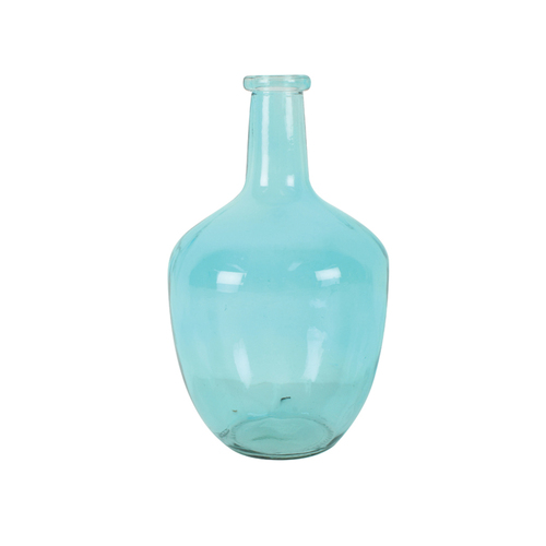 Maine & Crawford Burch Bottle Neck 30x18cm Glass Vase - Aqua Blue