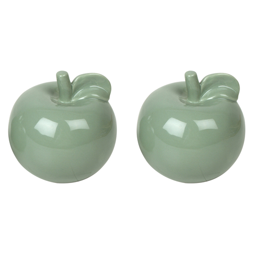 2PK Maine & Crawford Wendell 12.5cm Ceramic Apple Ornament - Sage