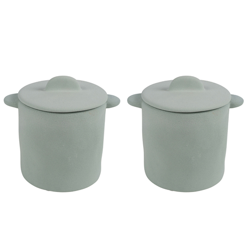 2PK Maine & Crawford Ollie 14cm Textured Jar Stoneware - Green