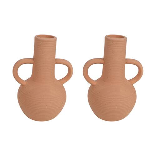 2PK Maine & Crawford Paola 15.5cm Textured Ceramic Vase - Terracotta