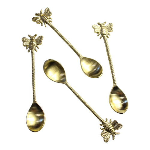 4pc LVD Stainless Steel Brass 14cm Bee Spoon Utensil Set - Gold