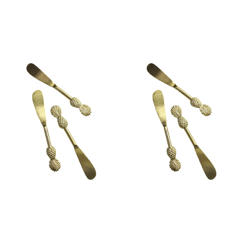 2x 3pc LVD S/Steel/Brass Spreaders Classic Pineapple Handle 14x2cm - Gold