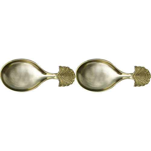 2PK LVD Medium Aluminium/Brass Kitchen Spoon Rest 9.5x21.5cm Gold Palm
