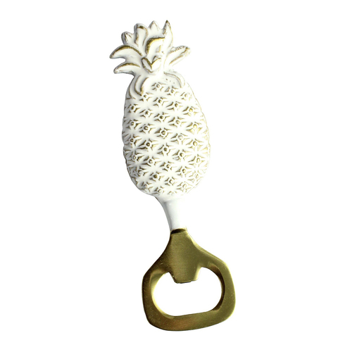LVD Brass Pineapple White/brass 13cm Manual Bottle Opener - White