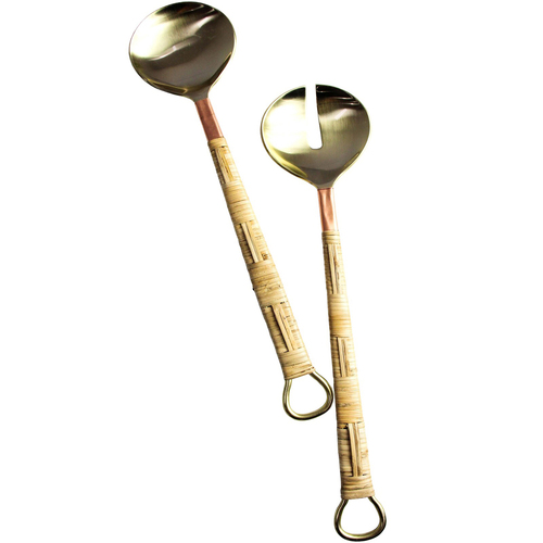 2pc LVD Servers Rattan Brass Home Kitchen Serveware/Tableware