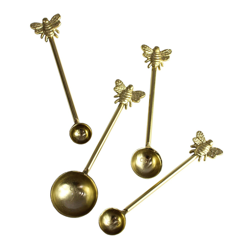 4pc LVD Brass Bee Measuring Spoon Set Kitchen Utensils - Gold