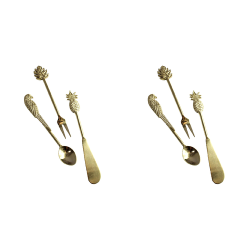 2x 3pc LVD Aluminum Charcuterie Utensils Cutlery - Gold