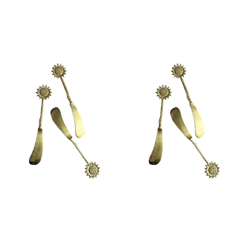 2x 3pc LVD Brass Spreaders Sunflower Handle 14.5x3cm - Gold