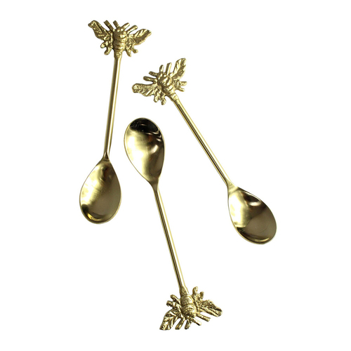 3pc LVD Bee 15.5cm Teaspoon Brass Coffee/Tea Spoon Utensil Set - Gold