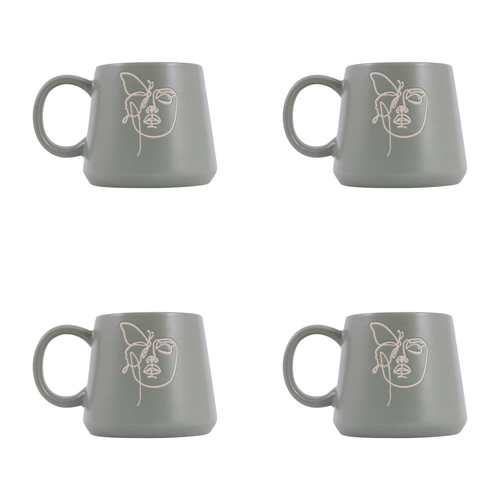 4PK Splosh Heartfelt Strength 440ml Stoneware Mug Coffee/Tea Cup - Green