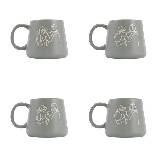 4PK Splosh Heartfelt Friends 440ml Stoneware Mug Coffee/Tea Cup - Green