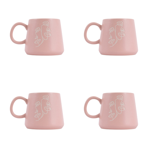 4PK Splosh Heartfelt Best Friends 440ml Stoneware Mug Coffee/Tea Cup - Pink