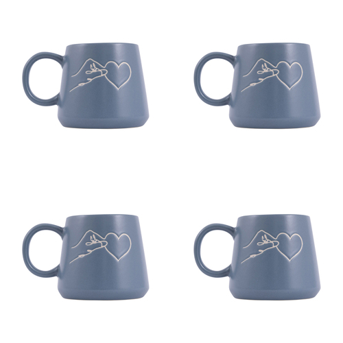 4PK Splosh Heartfelt For All You Are 440ml Stoneware Mug Coffee/Tea Cup - Blue