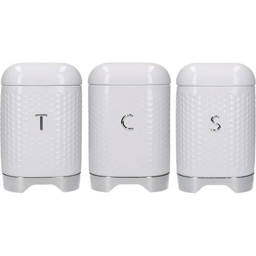 3pc Kitchencraft Lovello Textured Tea/Coffee/Sugar Set - White