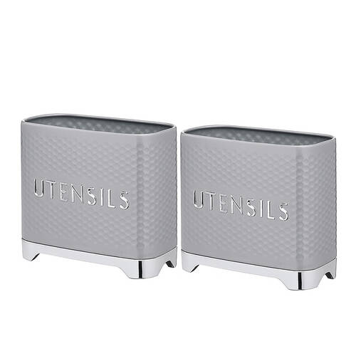 2PK Kitchencraft Lovello Textured Utensil Holder - Grey