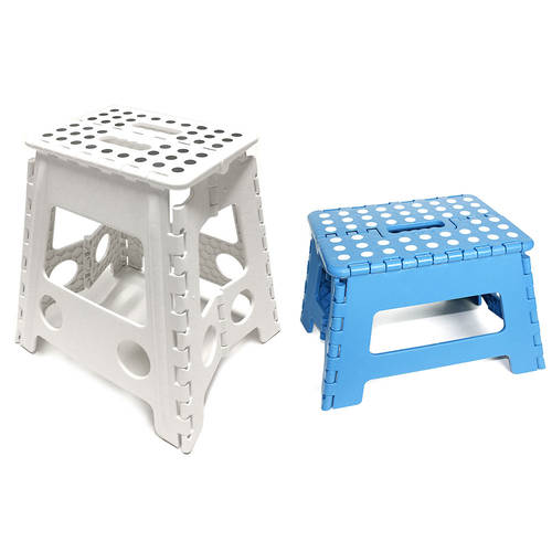 2PK 39cm White/22cm Blue Plastic Folding Stool