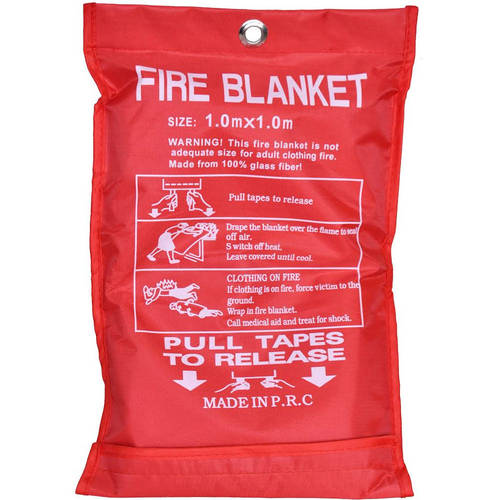Fire Blanket 1x1m Emergency Survival Safety Safe Class F Fires Clothing Cooking