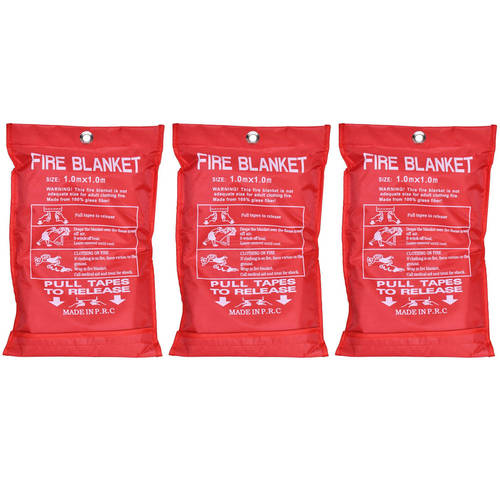 3pc Fire Blanket 1x1m Emergency Survival Safety Safe Class F Fires Clothing Cooking