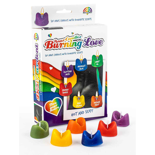 6pc Rainbow Burning Love An*s Scented Candle Bucks Party 21cm 18+