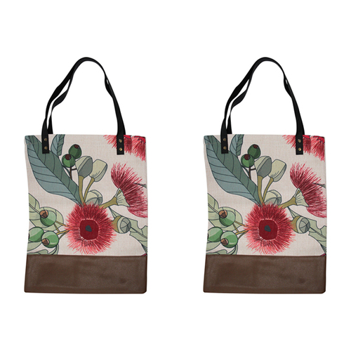 2PK LVD Polylinen 45cm Market Bag Ladies/Women's w/ Handle - Gumflower