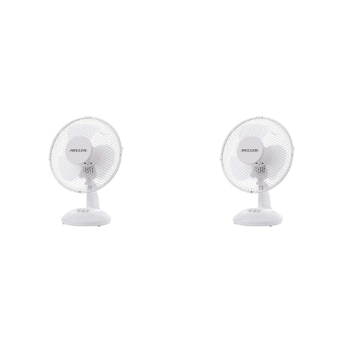 2PK Heller 23cm Compact Cooling Home/Office Desk Fan 20W - White