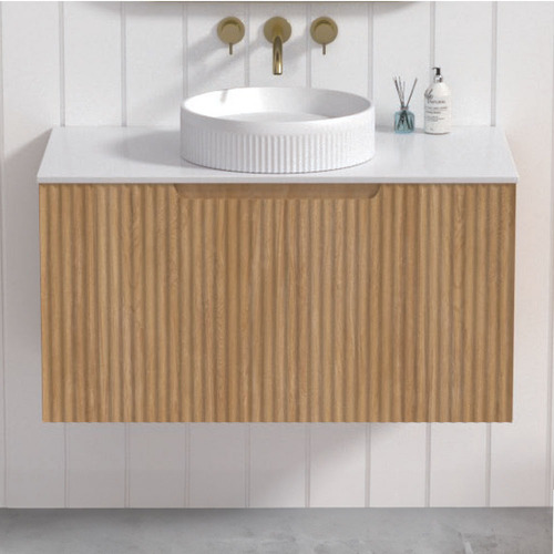 Haven Home Flinders Wall Hung Vanity 900mm Timber w/Sintered Stone Top