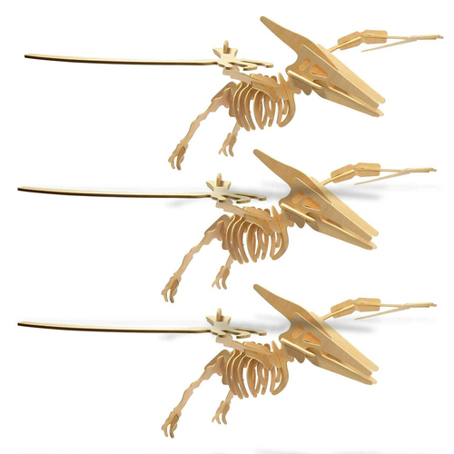 3PK Heebie Jeebies 52cm Wood Pteranodon Toy Kit Dinosaur Small 6y+