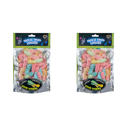 2PK Heebie Jeebies 40g Freeze Dried Lollies Sour Worms Pack