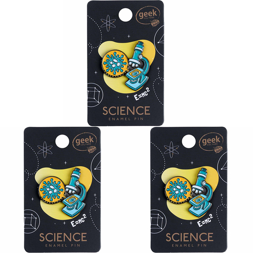 3PK Geek Culture Science Enamel Pin Badge/Brooch - Microscope