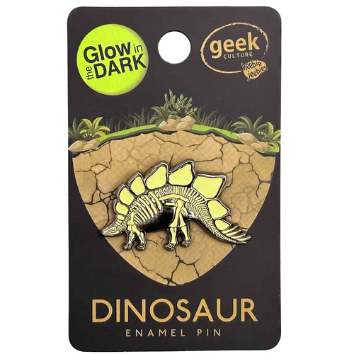 Geek Culture Dinosaur Skeleton Glow Enamel Pin - Stegosaurus