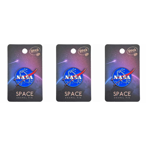 3PK Geek Culture Geek Culture Space Enamel Pin Badge/Brooch Round - NASA