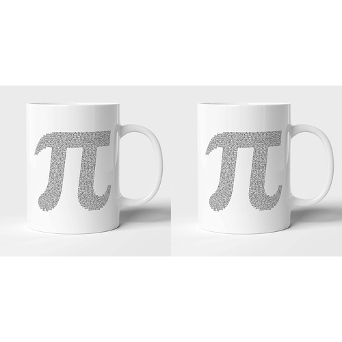 2PK Geek Culture Pi Mug Coffee/Tea Drinking Cup Round White 9.5cm 