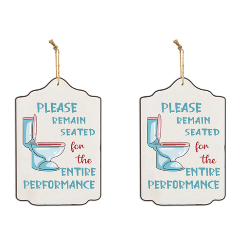 2PK Remain Seated Hanging Sign Plaque MDF 25x17cm Rectangle