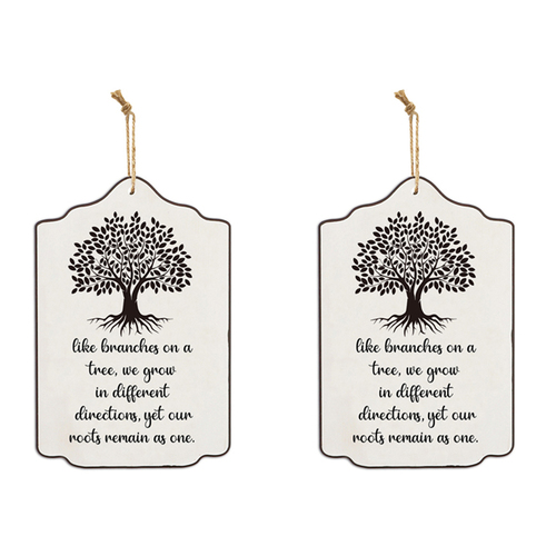 2PK Tree of Life Hanging MDF Sign 25x17cm Rectangle w/ Rope Hanger