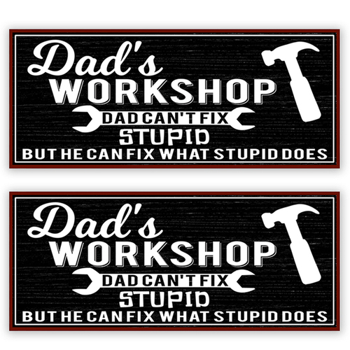 2PK Dad's Workshop Hanging Iron Sign 31x13cm Rectangle