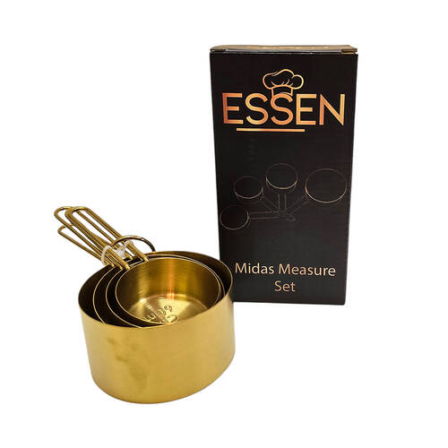 4pc Essen Midas Gold Measuring Cups Finish Stainless Steel Kitchen Tools