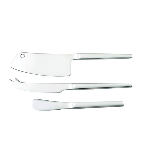 3pc Essen Silver Cheese Knife Set Stainless Steel Modern Cutlery Collection