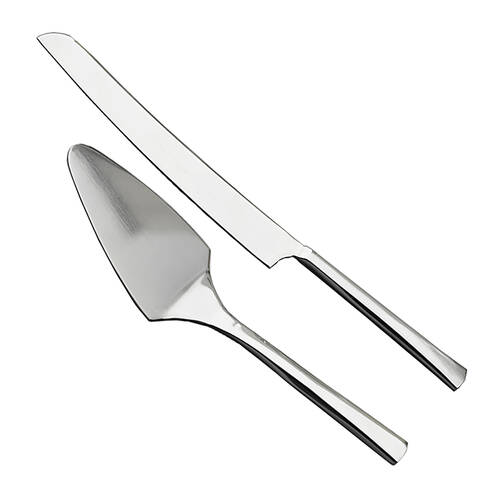 2pc Essen Silver Cake Serving Set Stand Stainless Steel Metal Tableware