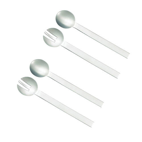 2x 2pc Essen Silver Salad Serve Set 29cm Spoon Fork Stainless Steel Serveware