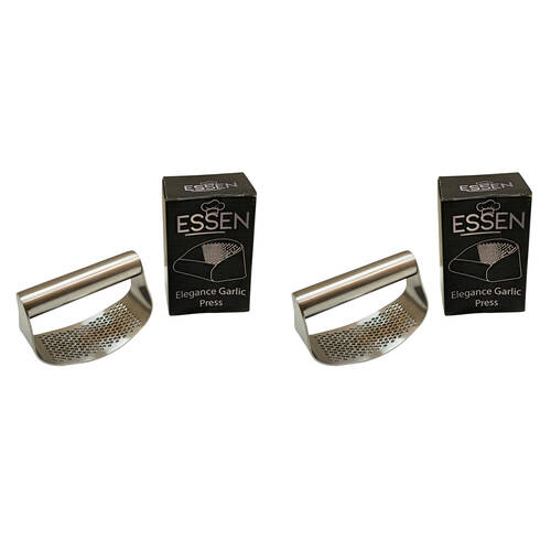 2PK Essen Steel Garlic Crusher 11x5x7cm Press Stainless Kitchen Gadgets Silver